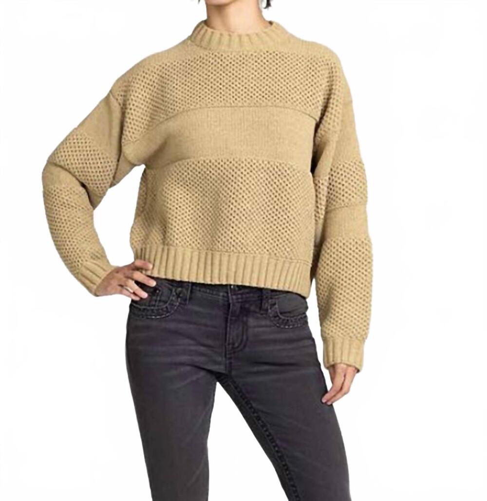 NEW MISS ME women's knit long sleeve sweater in olive